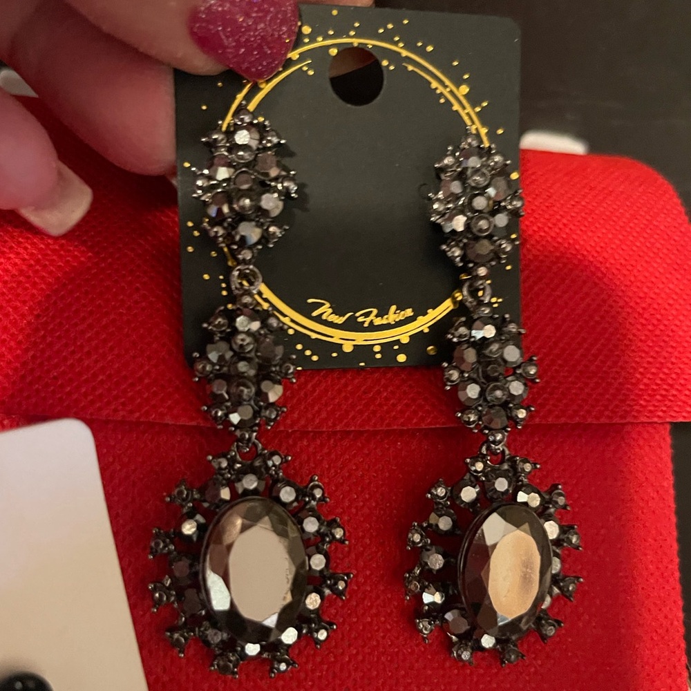 Black Crystal Statement Earrings